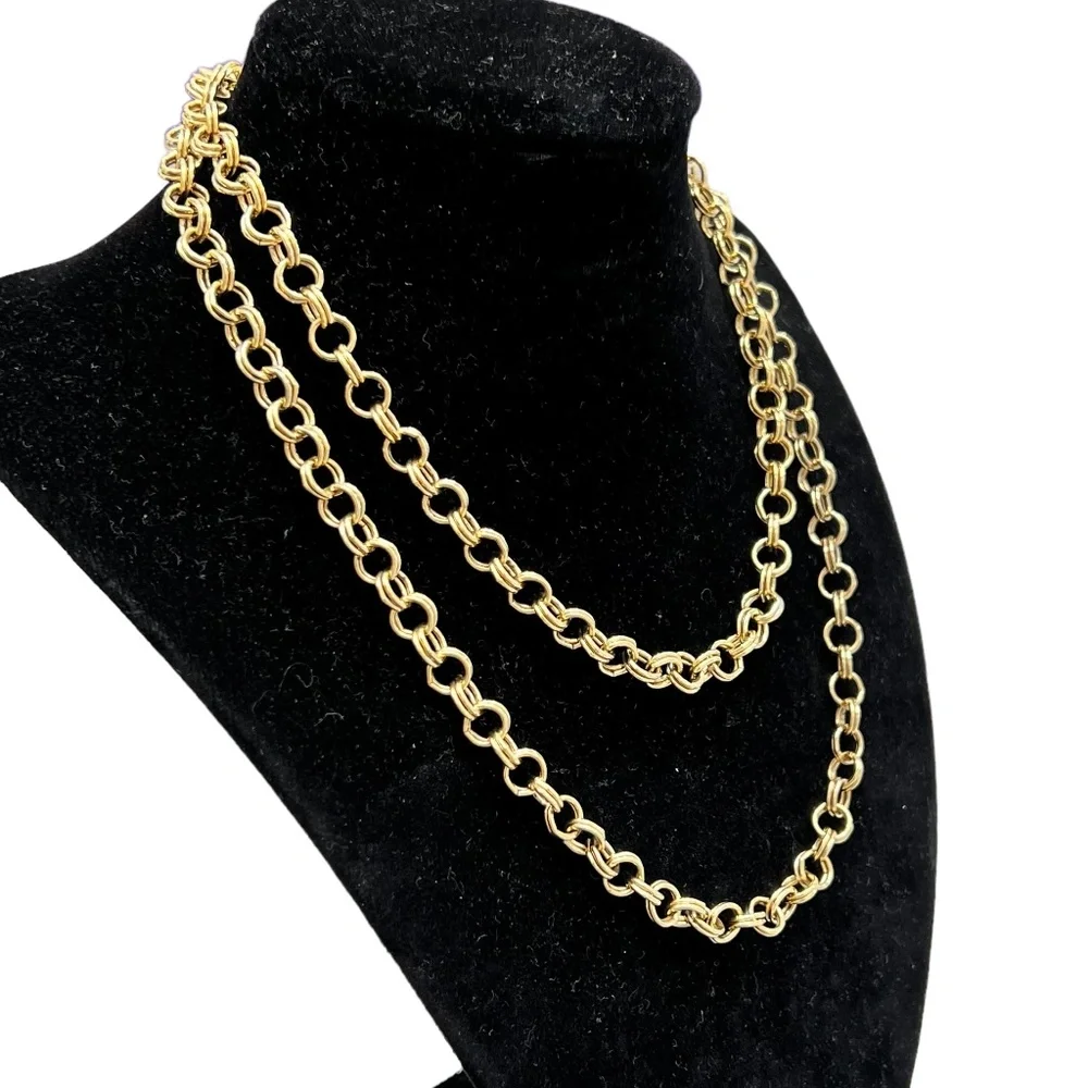VINTAGE GOLD TONE DOUBLE LINK NECKLACE